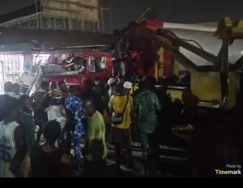 Brake Failure: Tanker Crashes Into Shop in Lagos, One Dead, Four Rescued